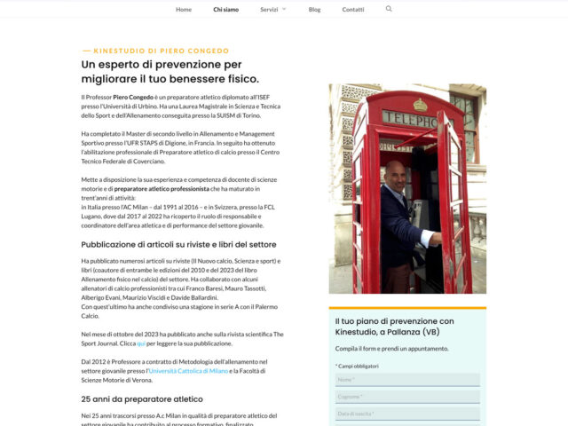 Pagina Chi siamo realizzata per valorizzare l'esperienza professionale e l'autorevolezza di Piero Congedo.