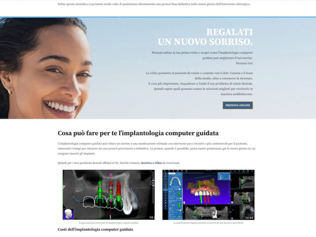 Pagina dedicata all'implantologia con ottimizzazione SEO finalizzata a intercettare ricerche mirate.