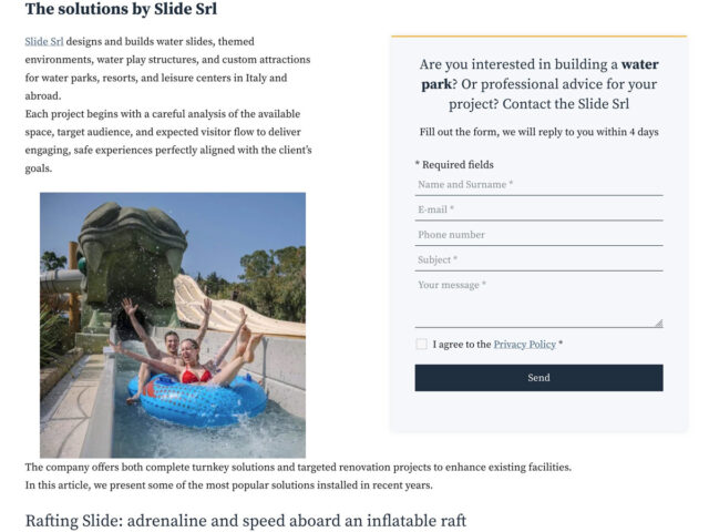 Versione inglese del sito web di Slide Srl, sviluppata da FMstudio.it per supportare la presenza internazionale dell'azienda.