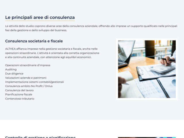 ALTHEA – Principali aree di consulenza