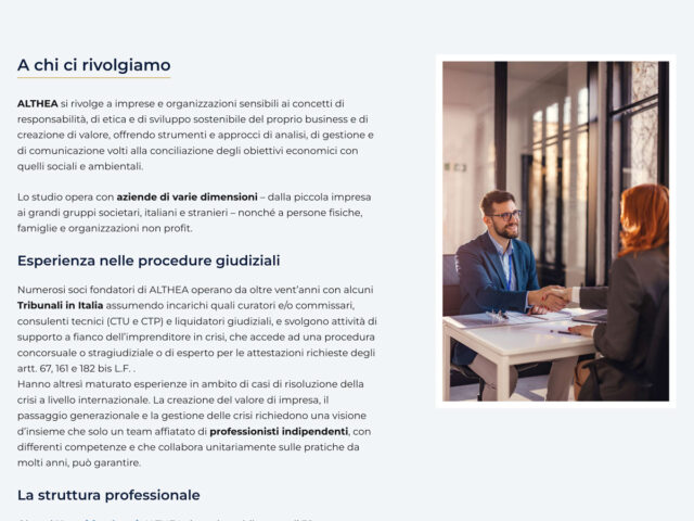 Pagina A chi ci rivolgiamo del sito web ALTHEA